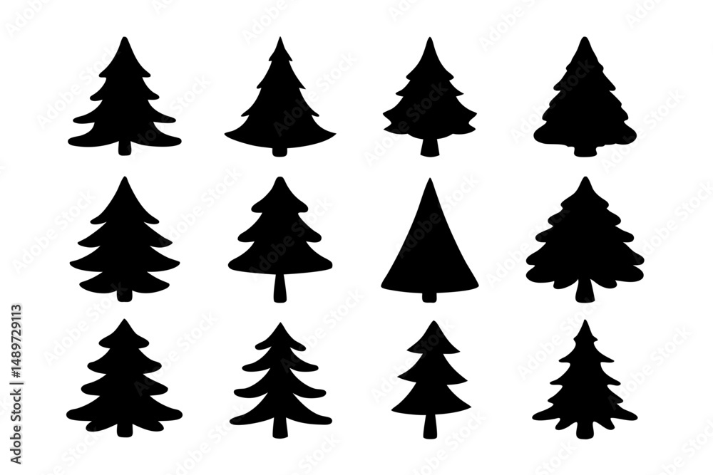 Fototapeta premium Christmas tree with distinct branches vector illustration