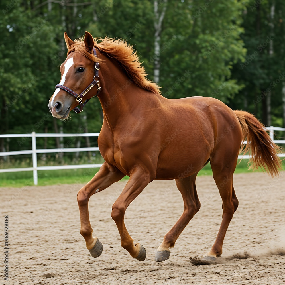 Fototapeta premium Auburn Blaze: Summer's Gallop