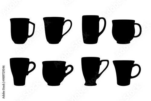 Coffee mug teacup or beverage cup black vector illustration