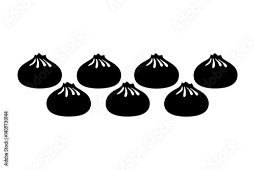 Delicious steamed buns black silhouette vector illustration
