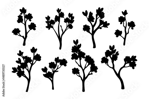 Dogwood tree black silhouette vector illustration