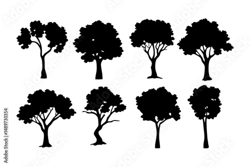 Dogwood tree black silhouette vector illustration