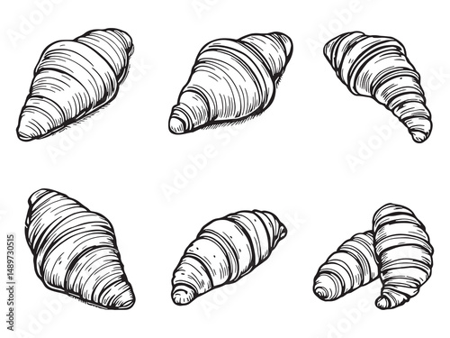 Croissant line art vector illustration