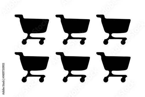 Empty shopping cart black silhouette vector illustration