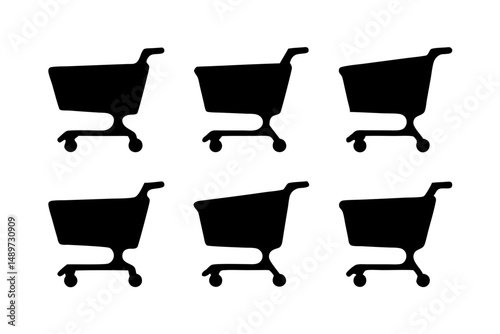 Empty shopping cart black silhouette vector illustration