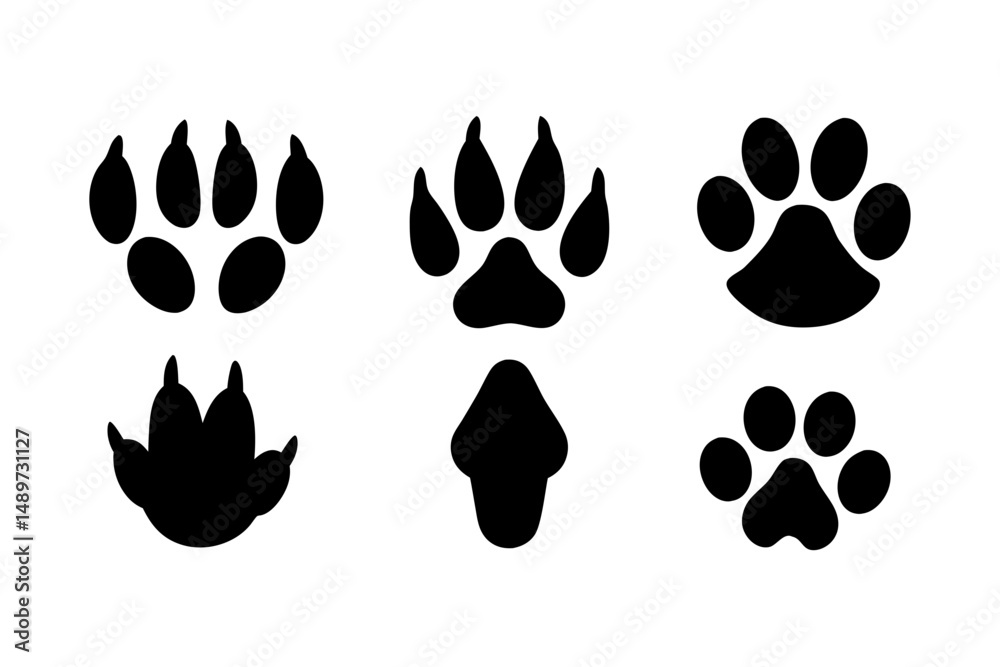 Footprints of animals black silhouette icon vector illustration Footprints of animals black silhouette icon vector illustration
