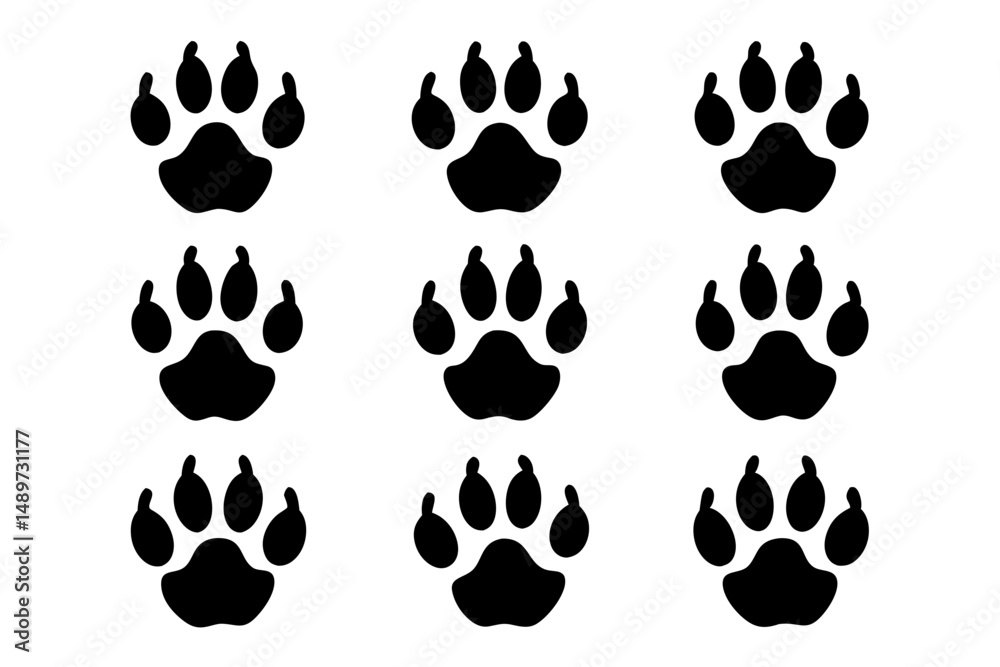 Footprints of animals black silhouette icon vector illustration Footprints of animals black silhouette icon vector illustration