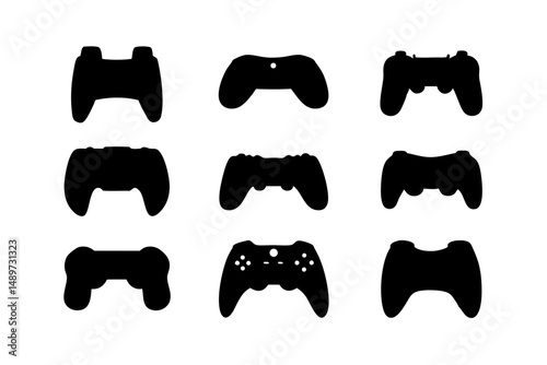 Game controller black silhouette icon isolated on white vector illustration