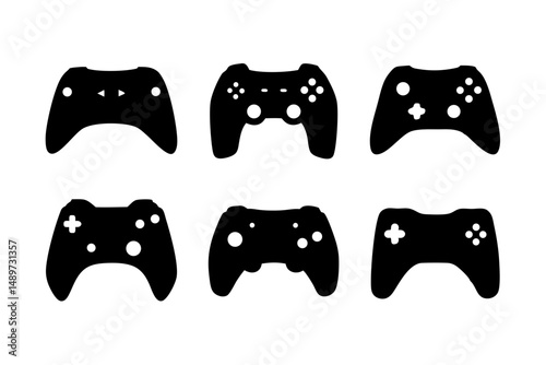 Game controller black silhouette icon isolated on white vector illustration