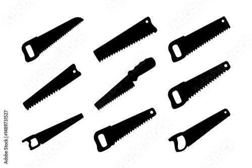 Hand saw tool black silhouette vector illustration