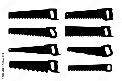 Hand saw tool black silhouette vector illustration