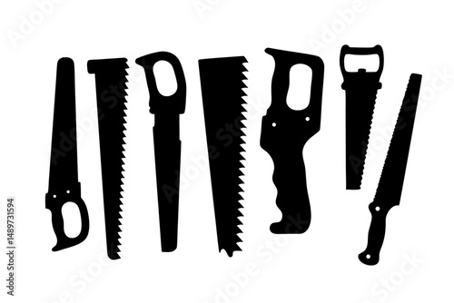 Hand saw tool black silhouette vector illustration