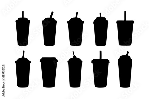 Iced Tea Black Silhouette Vector Illustration