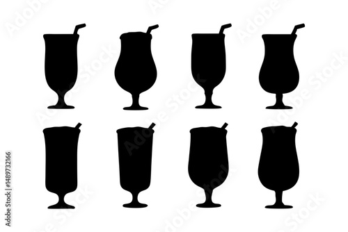Iced Tea Black Silhouette Vector Illustration