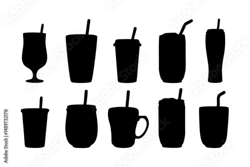 Iced Tea Black Silhouette Vector Illustration