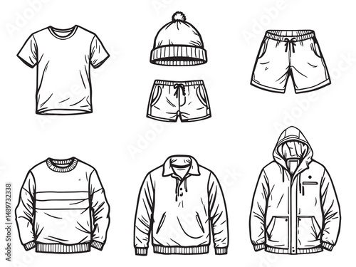 Custom Apparel line art vector illustration