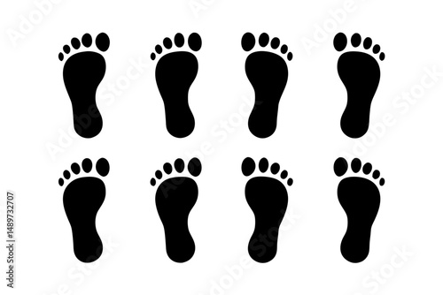 Man Footprints Black Silhouette Vector Illustration