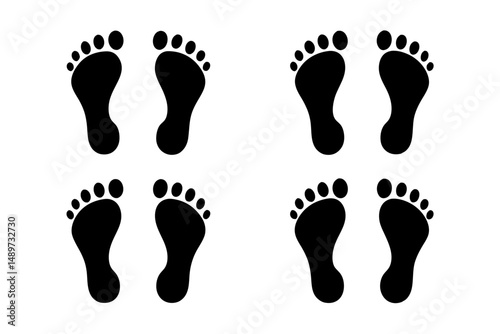 Man Footprints Black Silhouette Vector Illustration
