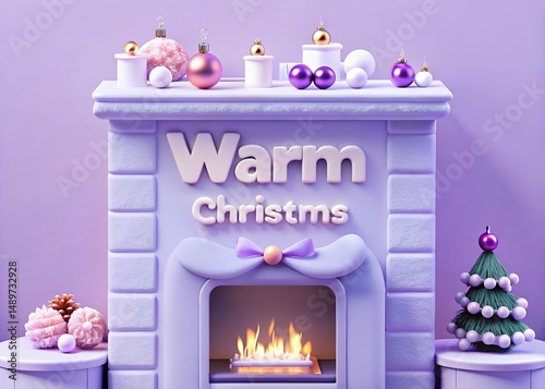 Warm Christmas Wishes Festive Fireplace Scene