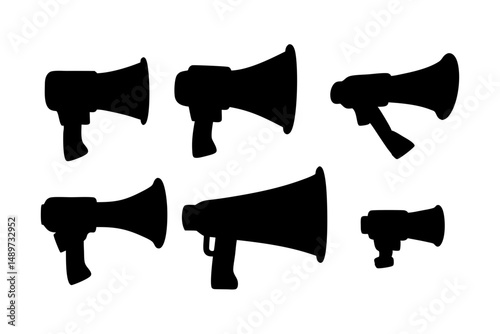 Megaphone Black Silhouette Icon Isolated Vector Illustration