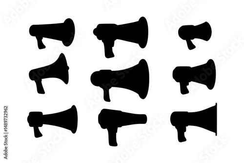 Megaphone Black Silhouette Icon Isolated Vector Illustration