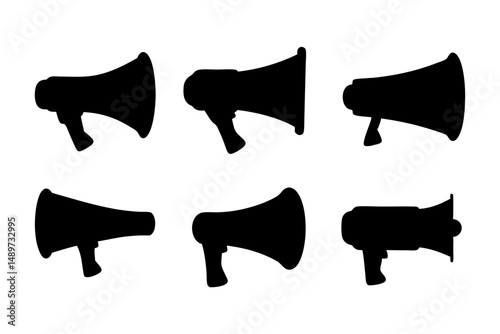 Megaphone Black Silhouette Icon Isolated Vector Illustration