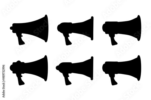 Megaphone Black Silhouette Icon Isolated Vector Illustration