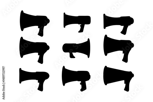 Megaphone Black Silhouette Icon Isolated Vector Illustration