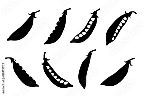 Pea Pod with Peas Icon Isolated on White Vector Illustration