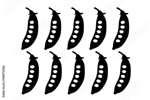 Pea Pod with Peas Icon Isolated on White Vector Illustration