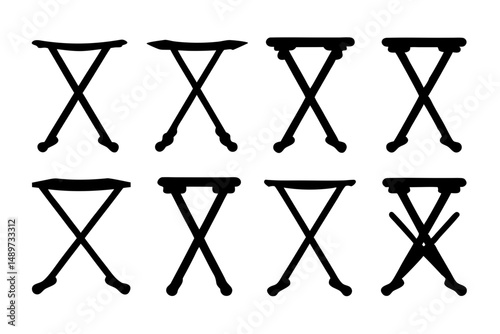 Portable Folding Keyboard Stand Black Silhouette Vector Illustration