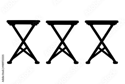 Portable Folding Keyboard Stand Black Silhouette Vector Illustration
