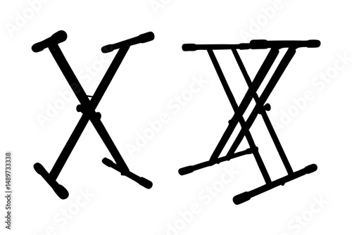 Portable Folding Keyboard Stand Black Silhouette Vector Illustration