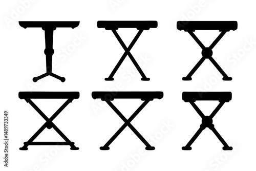 Portable Folding Keyboard Stand Black Silhouette Vector Illustration