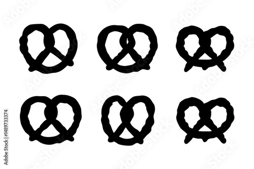 Pretzel Knot Black Silhouette Icon Isolated Vector Illustration