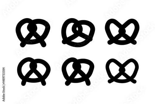 Pretzel Knot Black Silhouette Icon Isolated Vector Illustration