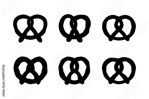 Pretzel Knot Black Silhouette Icon Isolated Vector Illustration