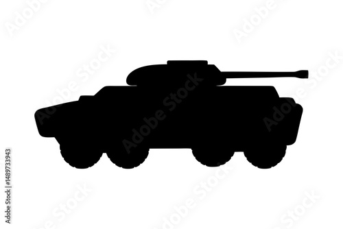 Robust Armored Vehicle Black Silhouette Vector Illustration