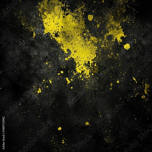 Abstract Yellow Gritty Texture Overlay With Dark Background