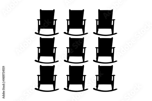 Rocking Chair Black Silhouette Vector Illustration
