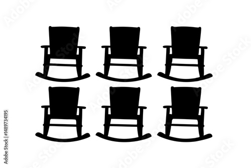 Rocking Chair Black Silhouette Vector Illustration