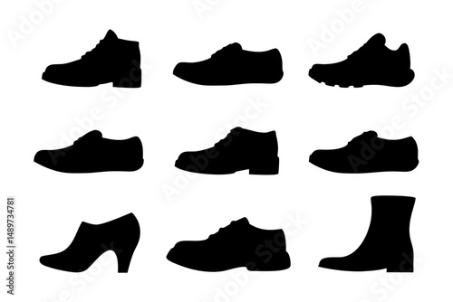 Shoes Black Silhouette Icon Isolated on White Vector Illustration