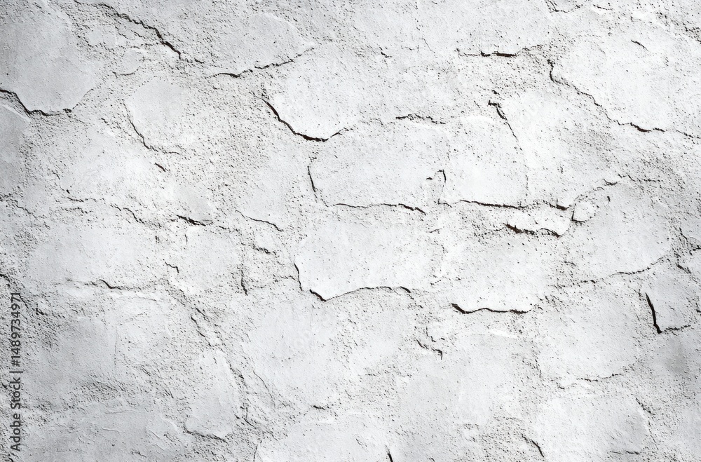 Fototapeta premium close-up texture of a cracked and peeling white plaster wall showing weathered rough surface