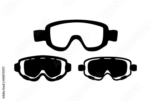 Ski Goggles Black Silhouette Vector Illustration