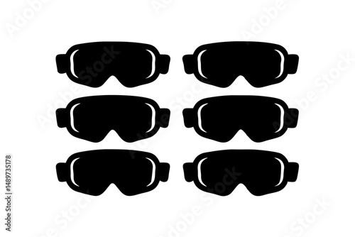 Ski Goggles Black Silhouette Vector Illustration