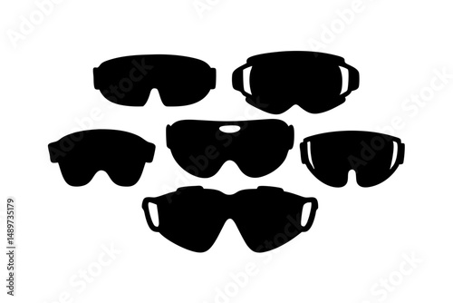 Ski Goggles Black Silhouette Vector Illustration