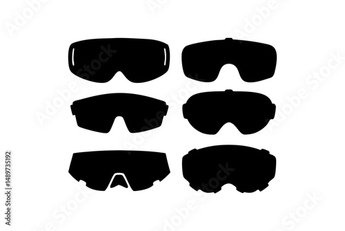 Ski Goggles Black Silhouette Vector Illustration