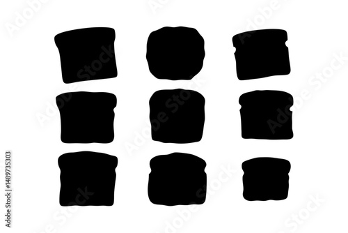 Slice of Toast with Jam or Marmalade Black Silhouette Vector Illustration