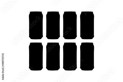 Soda Can Black Silhouette Vector Illustration