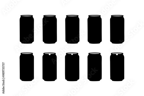 Soda Can Black Silhouette Vector Illustration